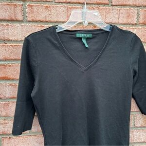 Lauren Ralph Lauren V Neck Black Top